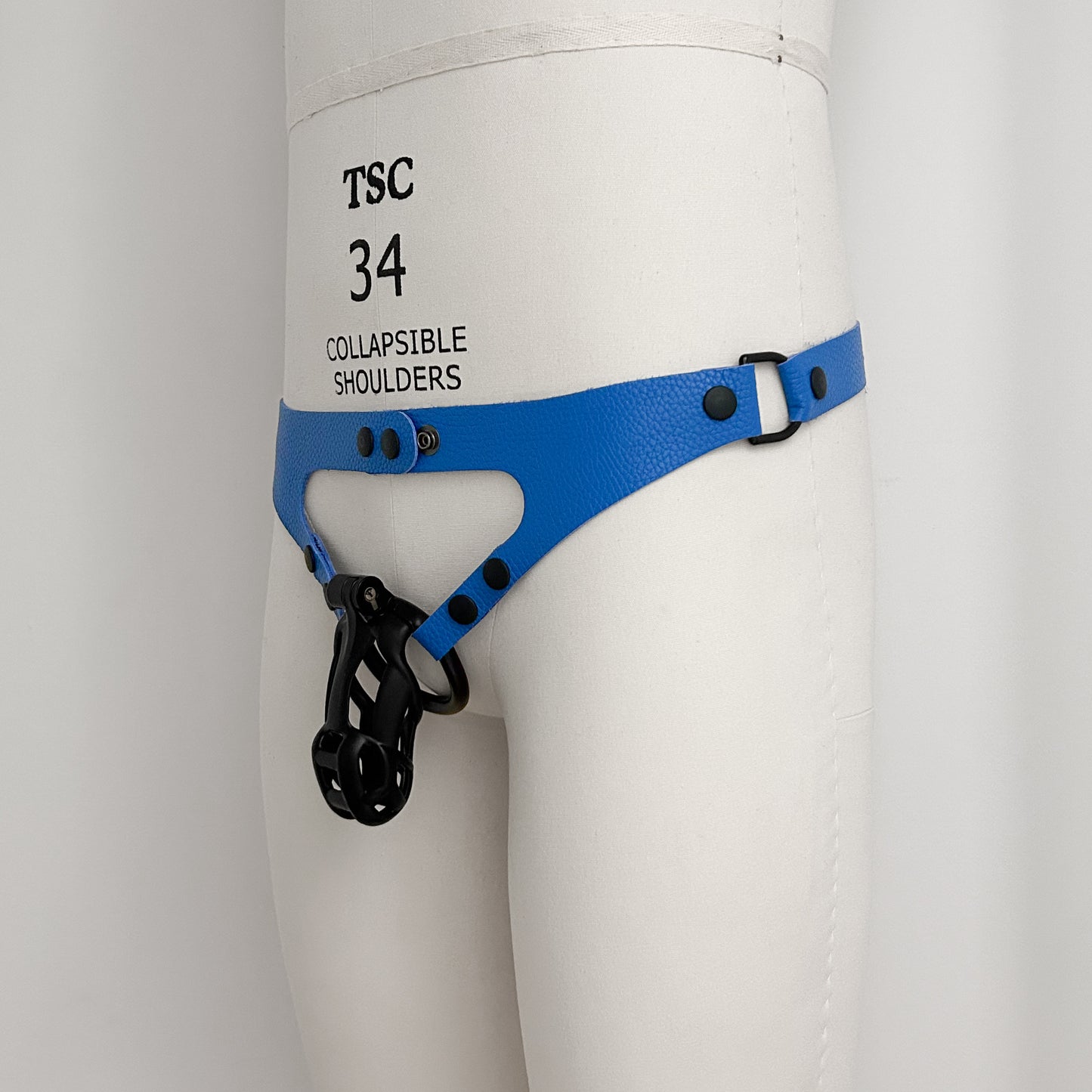 Blue Chastity Harness - Black