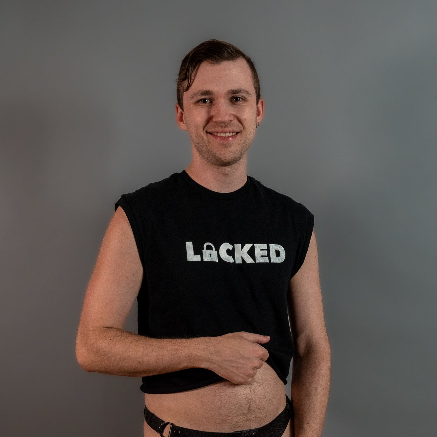 Locked - Black - Low Cut Sleeveless Crop Top