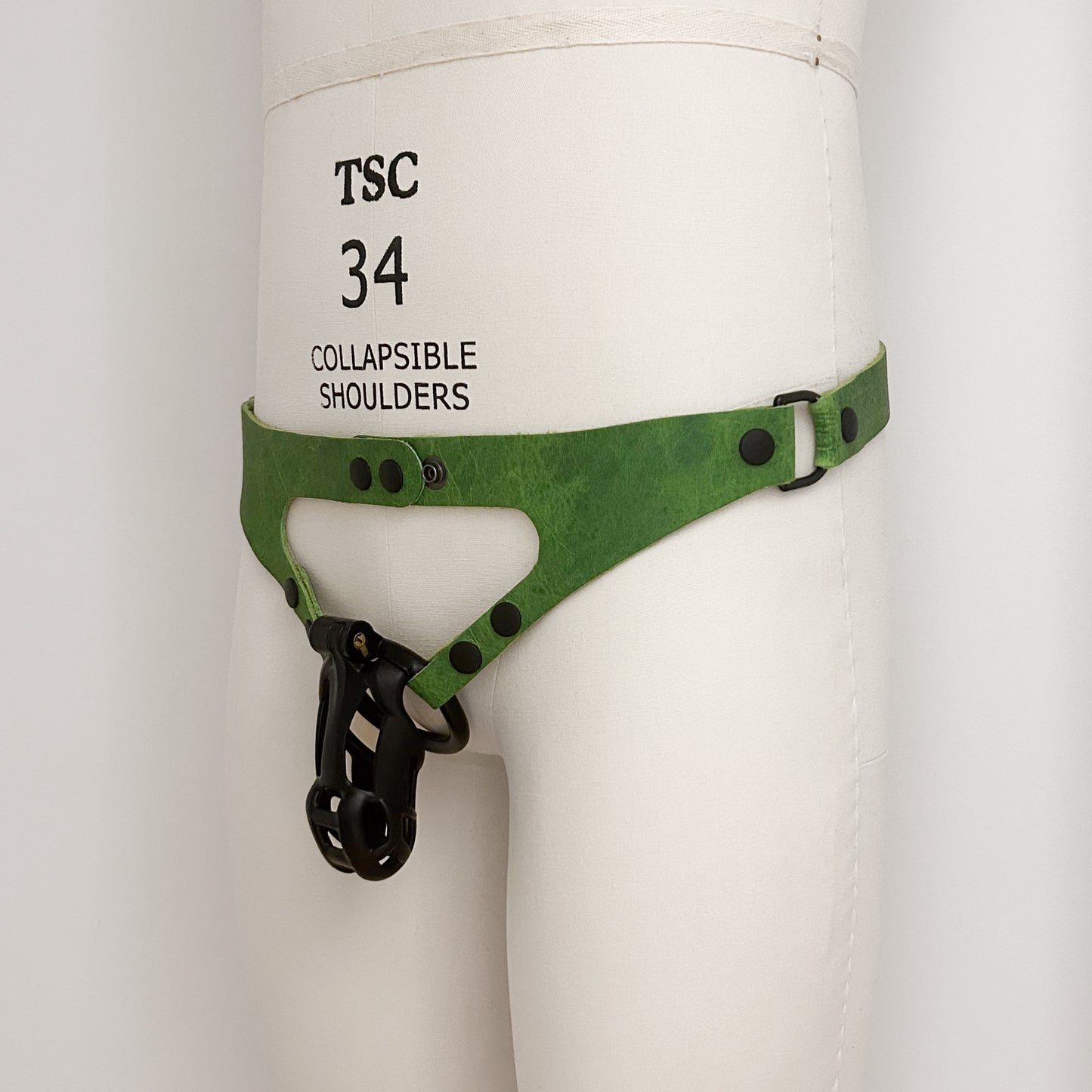 Electric Green Chastity Harness - Black