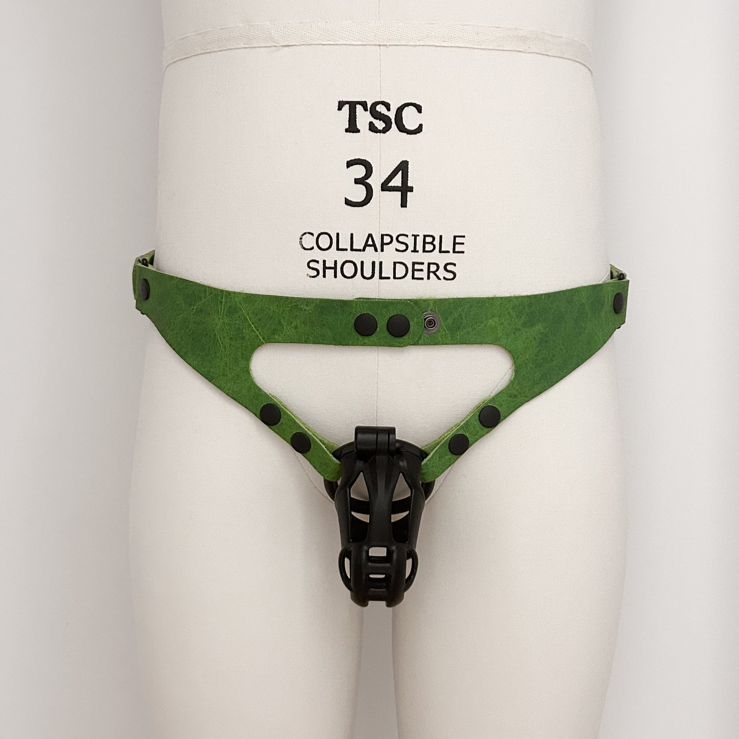 Electric Green Chastity Harness - Black