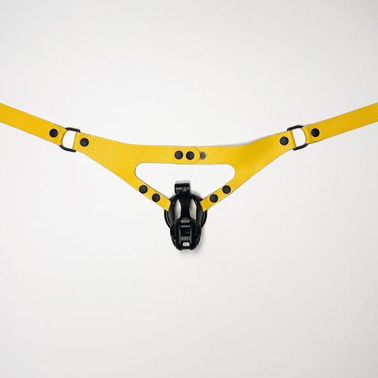 Yellow Chastity Harness - Black