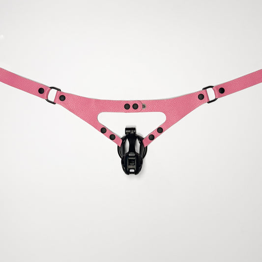Pink Chastity Harness - Black
