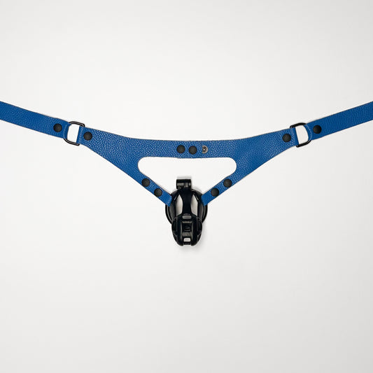 Blue Chastity Harness - Black