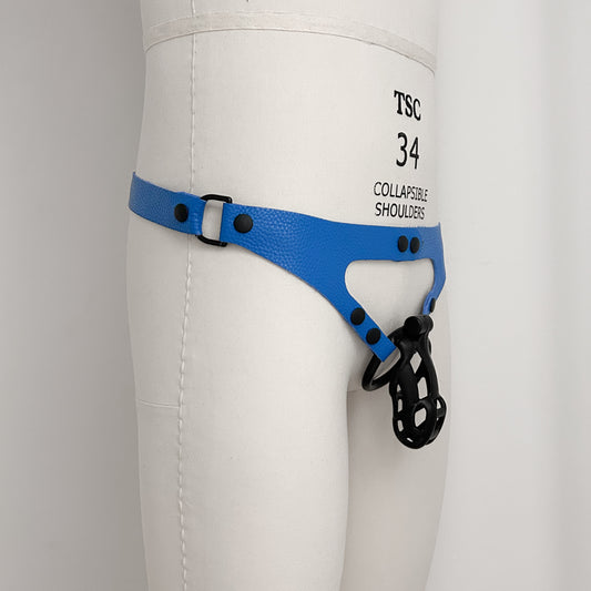 Blue Chastity Harness - Black