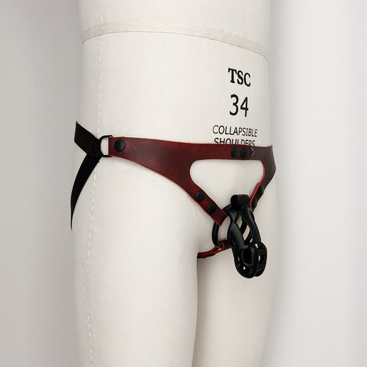 Dark Red Jock Harness - Black