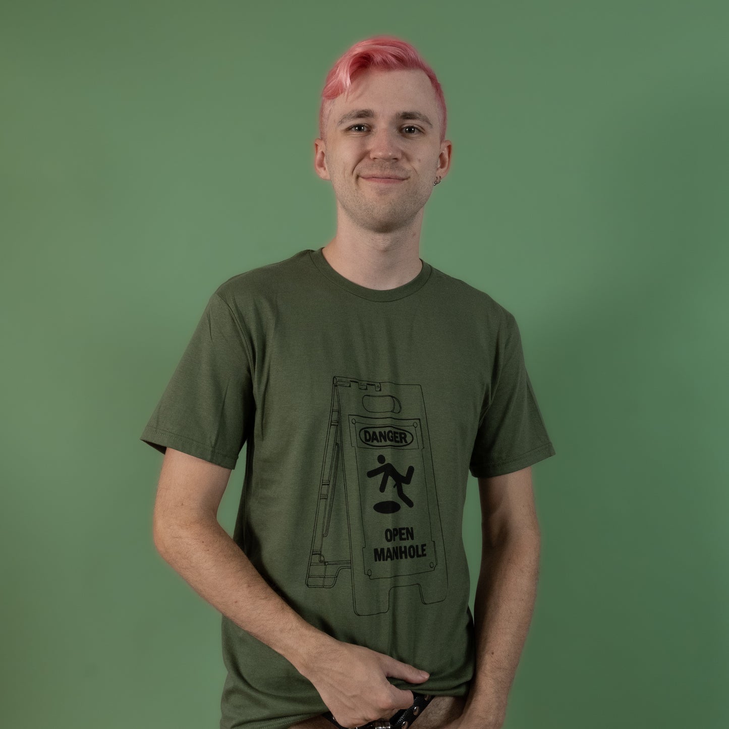 Danger Open Manhole - Green - T-Shirt