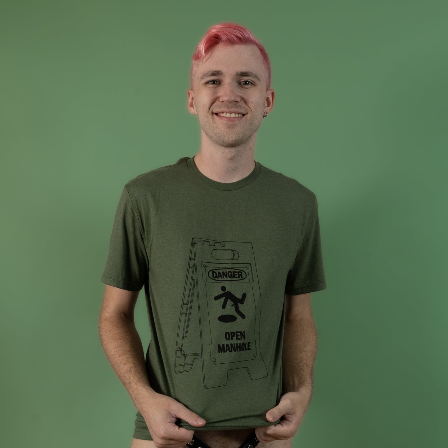 Danger Open Manhole - Green - T-Shirt