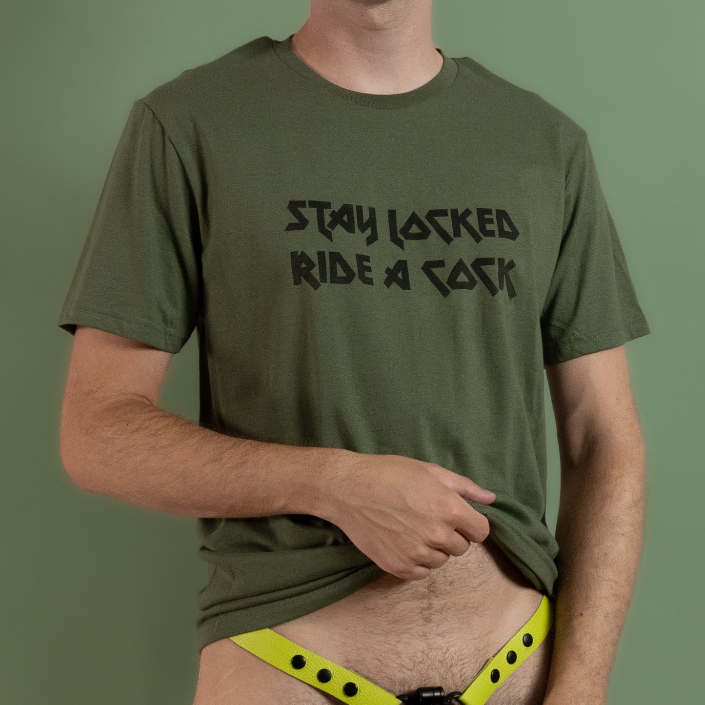 Stay Locked Ride A Cock - Green - T-Shirt