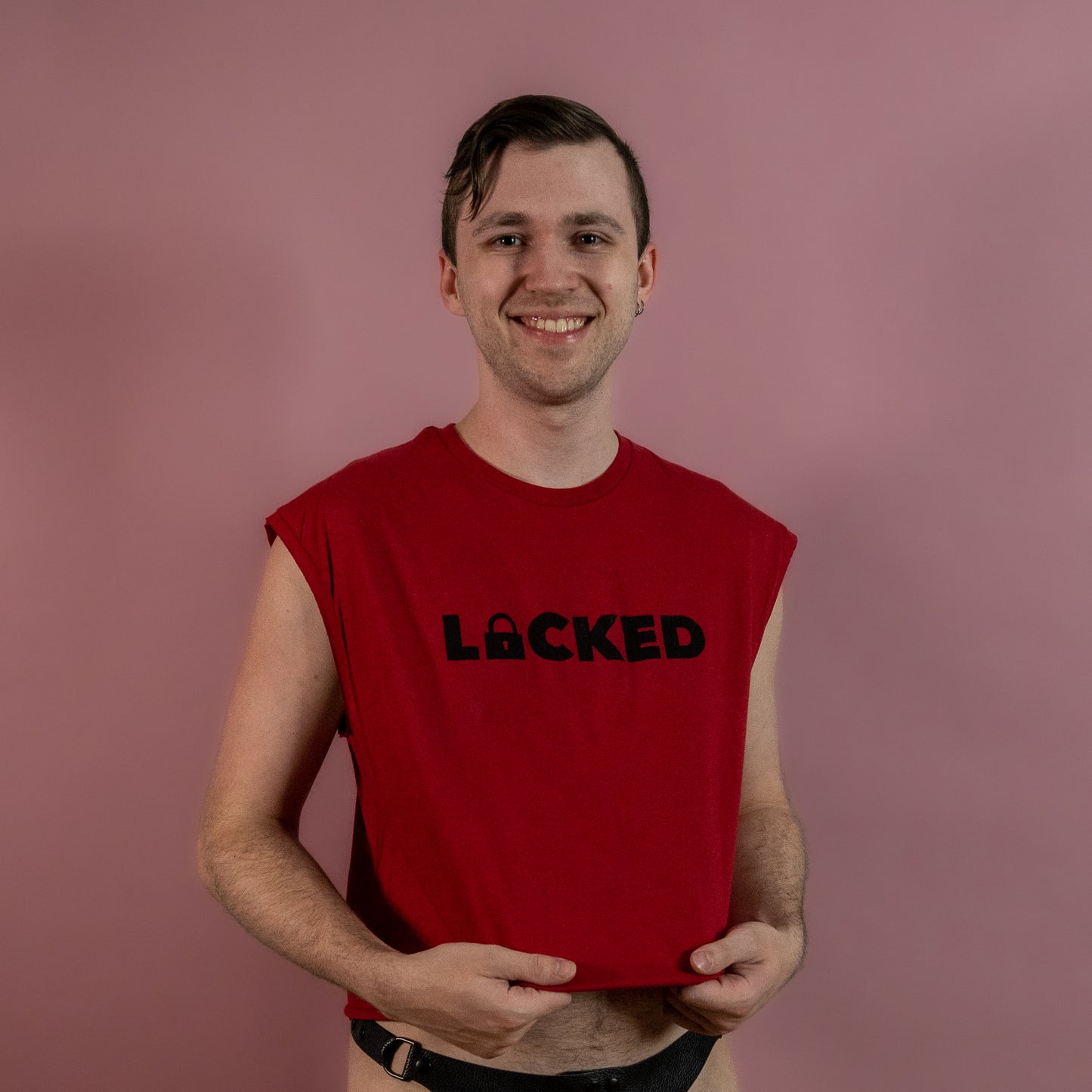 Locked - Red - Low Cut Sleeveless Crop Top