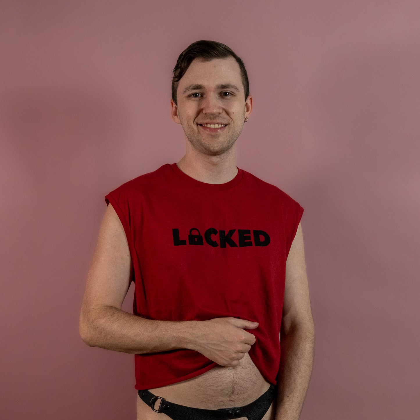Locked - Red - Low Cut Sleeveless Crop Top