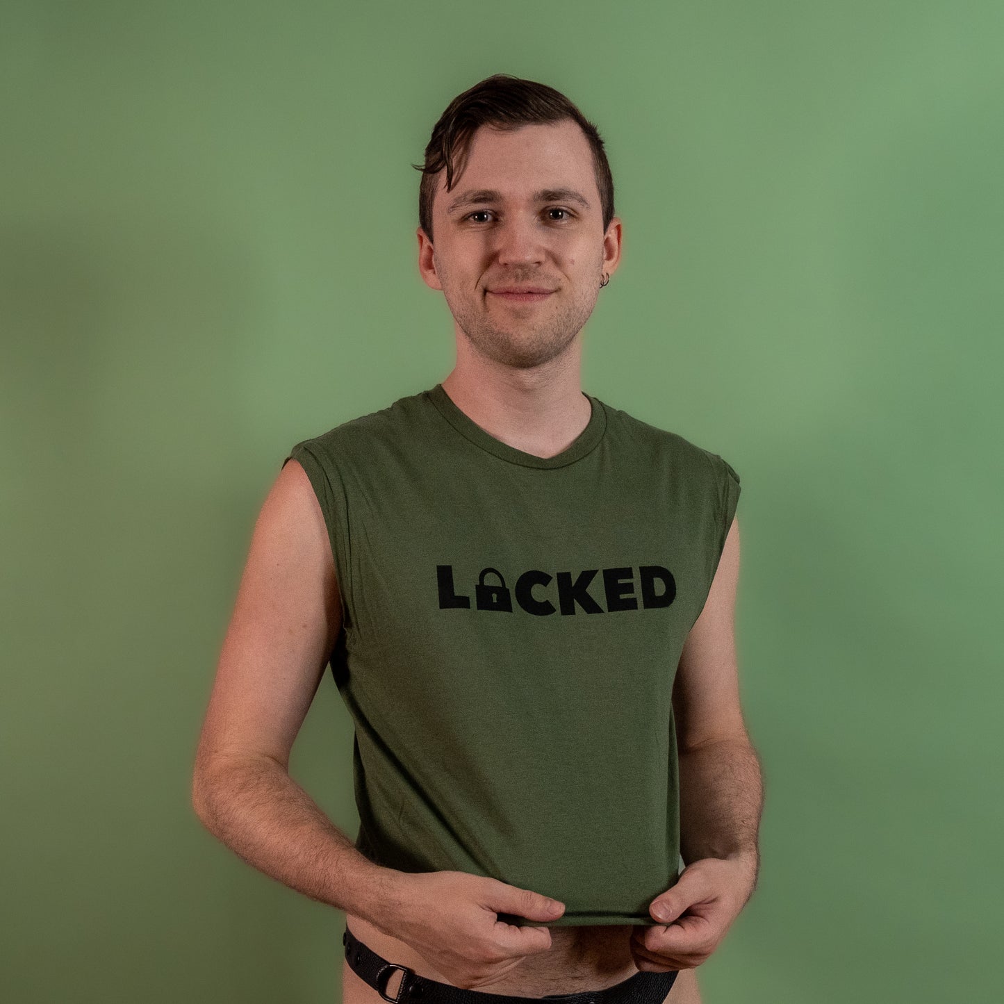 Locked - Green - Low Cut Sleeveless Crop Top