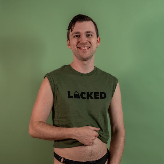 Locked - Green - Low Cut Sleeveless Crop Top
