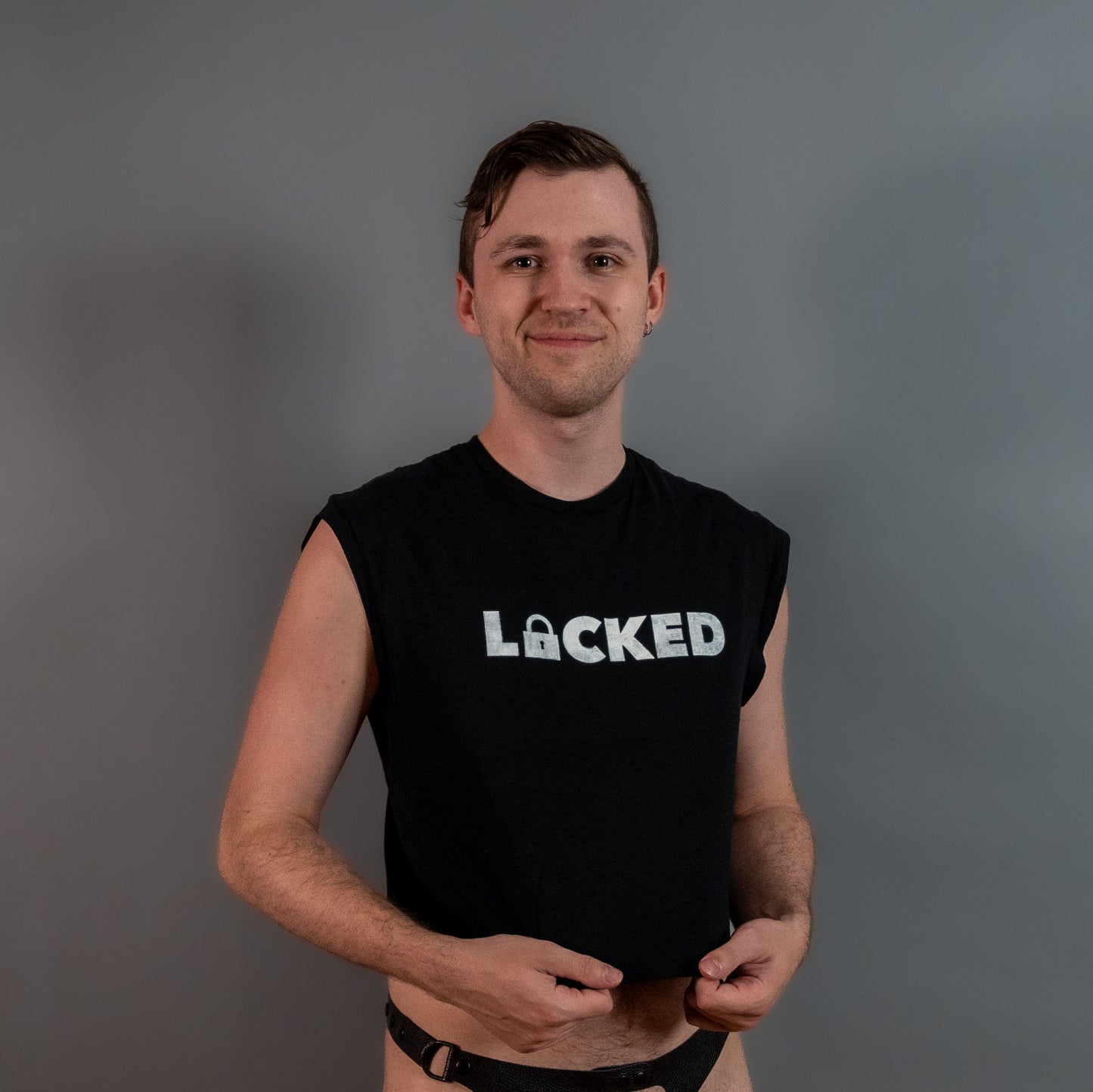 Locked - Black - Low Cut Sleeveless Crop Top