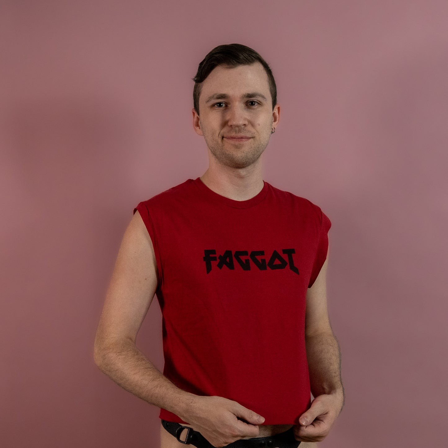 Metal Faggot - Red - Low Cut Sleeveless Crop Top