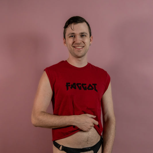 Metal Faggot - Red - Low Cut Sleeveless Crop Top